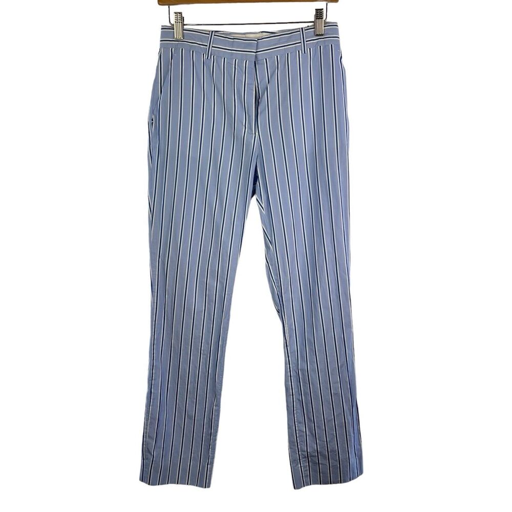 Victoria Beckham Pants Trousers Women Size 2 Blue White‎ Stripe Chinos Cotton
